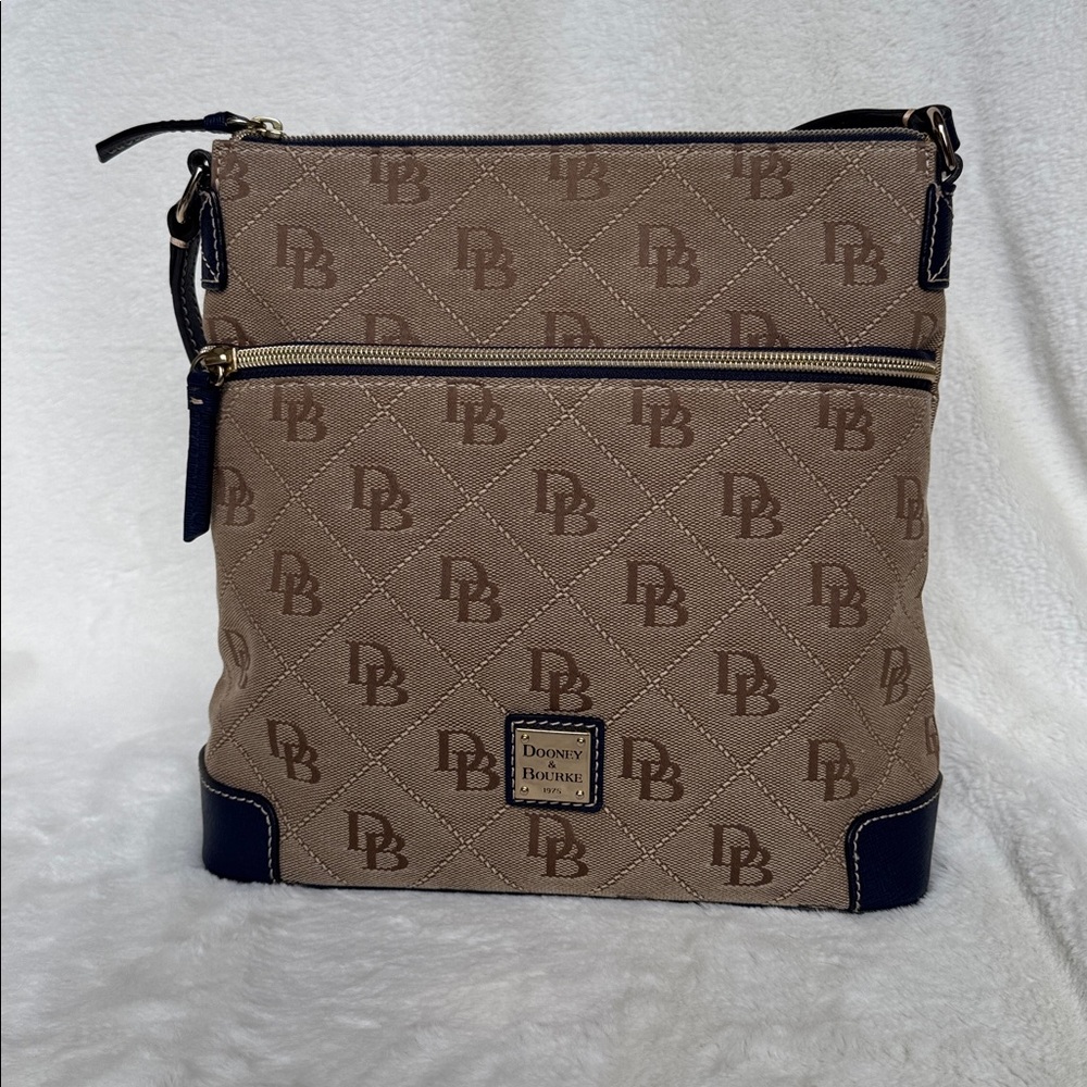 Dooney & Bourke Beige and Dark Blue Shoulder Bag